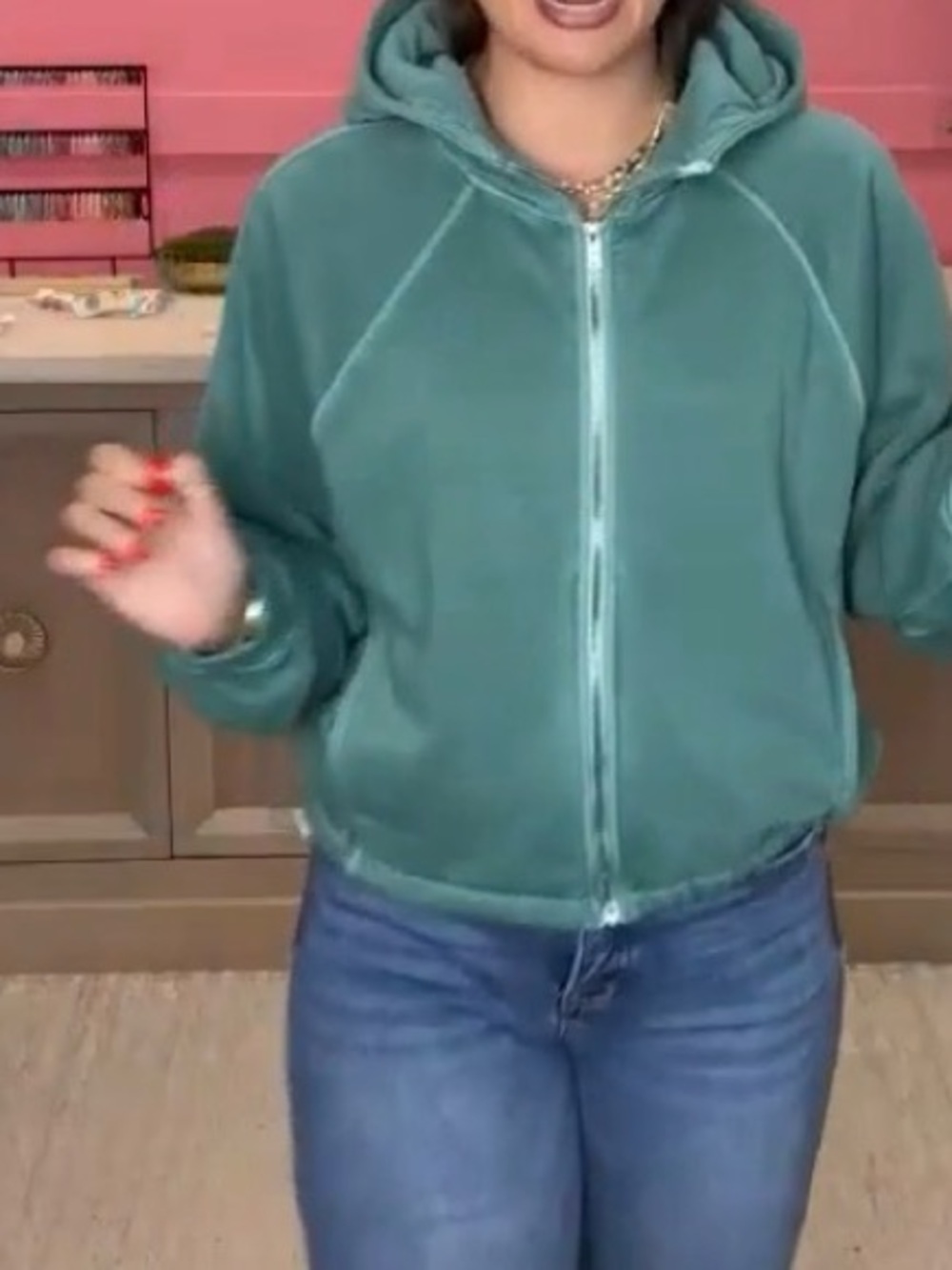 Zenana Fleece Pigment Dye Women's Teal Full-Zip Hoodie Jacket. Small.